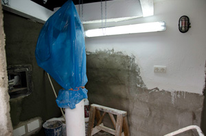 Inside walls being scimmed